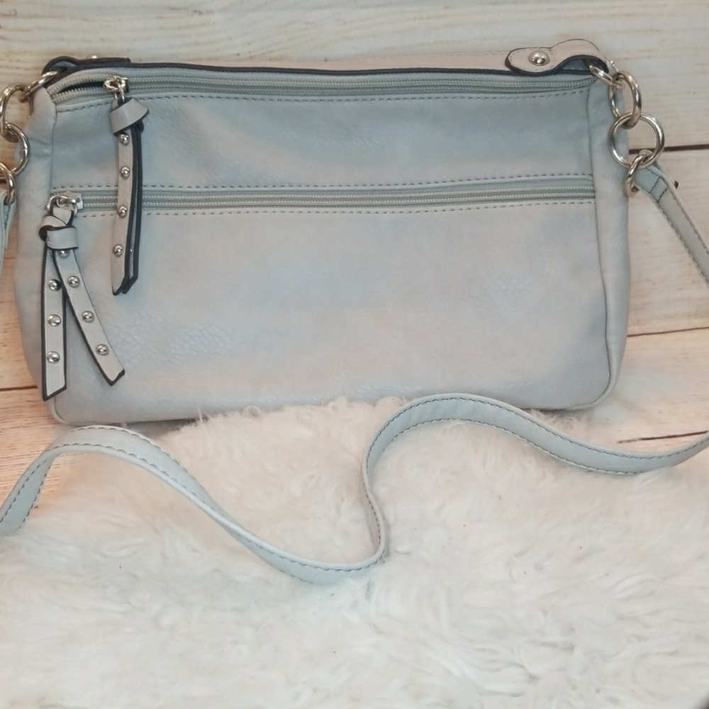 Black Rivet gray leather shoulder bag crossbody purse